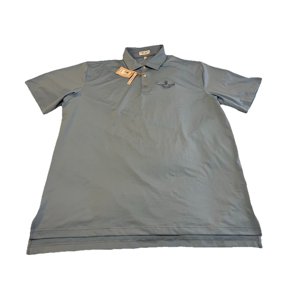NWT PETER MILLAR SHIRT SUMMER COMFORT POLO Cottage Light Blue Embroidered